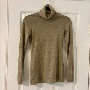 Zara Women's Tan Beige Turtle Neck Long Sleeve Shirt Size Small